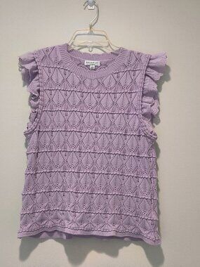 Current Air At Anthropologie  Sleeveless vest Ruffle Trim  Size L